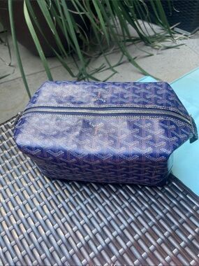 Goyard Navy Chevron Coated Canvas Dopp Kit